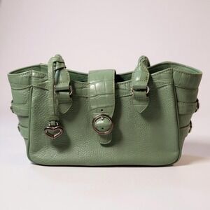 Brighton Leather Handbag Satchel Buckle Heart Charm Green‎ Designer Purse